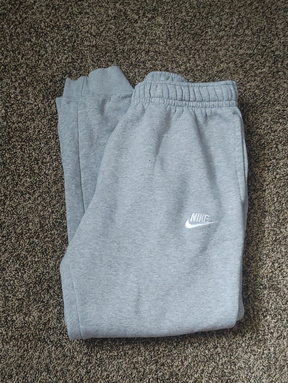 Nike Gray Fleece Joggers with White Swoosh